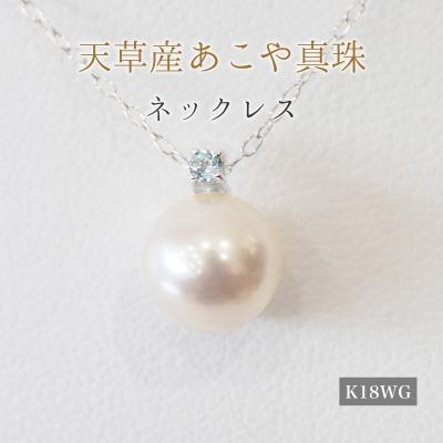 ふるさと納税 天草市 真珠 ネックレス 8-8.5mm ホワイトピンク ブルートパーズ K18WG_S101-533