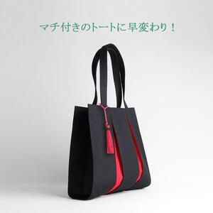 【京都 KOSHO】KOSHO ougi 帆布 トートバッグ ＋タッセル ＜ブラック/レッド（墨色/紅色)＞
