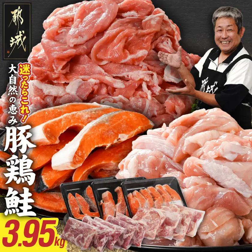 ≪肉×魚≫小分け3種セット(豚切り落とし250g×5P・鶏モモカット済300g×4P・銀鮭500g×3P)〔23-8401〕_(都城市) 小分けパック 冷凍 お弁当 おかず