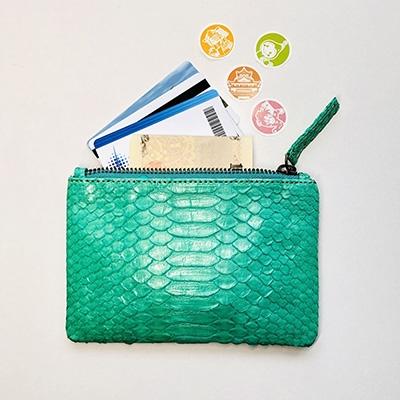 ふるさと納税 清須市 NYATTU PROJECT　天然パイソン革(ヘビ革)フラグメントケース(ポーチ)グリーン |  | 01
