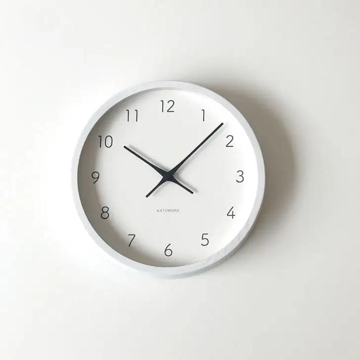 KATOMOKU muku clock 7 ≪km-60WHRC≫ホワイトアッシュの無垢材の木枠電波時計(ホワイト)【B-25-WH1】