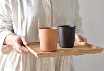 【Hacoa】食卓に温もりを添える天然木チェリーのコップ ダークブラウン「Wooden Cup」