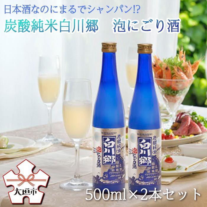 【ふるさと納税】 炭酸 純米 白川郷 泡 にごり酒 500ml 2本 セット お酒 日本酒 晩酌 発泡酒 日本ギフト 大賞 岐阜賞 受賞 初心者にもおすすめ 船町湊まちづくり〔256-021〕岐阜県 大垣市