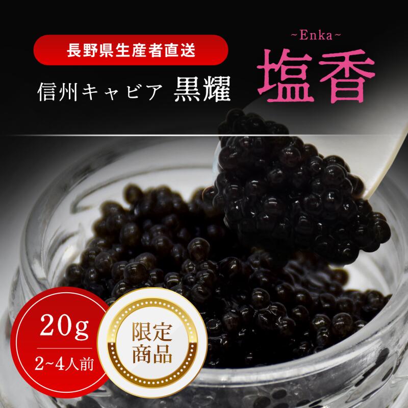 【ふるさと納税】黒耀 信州キャビア 塩香 -Enka- 20g 限定品 塩香20g 入瓶　黒曜石製 キャビアスプーン付 化粧箱入り 長野県製造 冷凍生キャビア キャビア 生キャビア 生 20g スプーン付き 信州 長野県