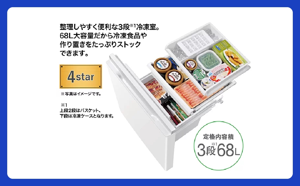 冷凍冷蔵庫 AQUA 226L AQR-23A 小世帯向け3ドア 3段冷凍室 壁ピタ設置 埼玉県
