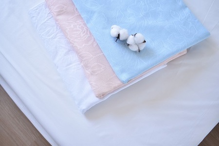 ジャガード織り フラットシーツ 同色２枚組み_ホワイト【G0387】