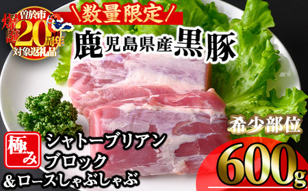 【数量限定】かごしま味わい 黒豚 希少部位 極み シャトーブリアン (600g+ロースしゃぶしゃぶ1P)【KNOT】 A620-v01