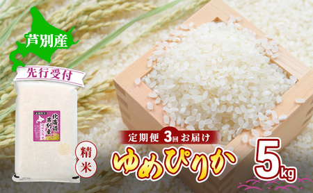 【 先行受付 】米 令和7年産 定期便 3回 ゆめぴりか 5kg 令和7年産 川崎森田屋 特A 精米 白米 お米 おこめ コメ ご飯 ごはん あっさり ふっくら 調整済 食味ランキング 送料無料 北海道米 北海道 芦別市