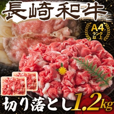 【毎月定期便】【A4～A5】長崎和牛切り落とし　1.2kg(600g×2p)(松浦市)全6回【配送不可地域：離島】【4052382】