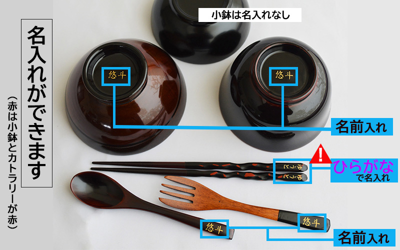 こどもしっき【名入れ】ゆうゆう漆器6点セット　赤