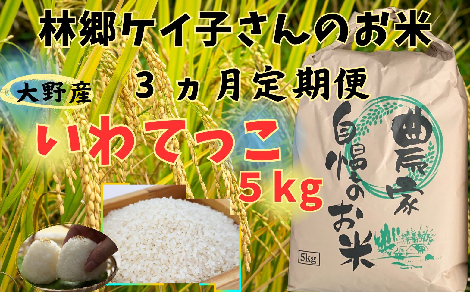 
                  【3ヵ月定期便】令和7年産大野産いわてっこ5㎏
                