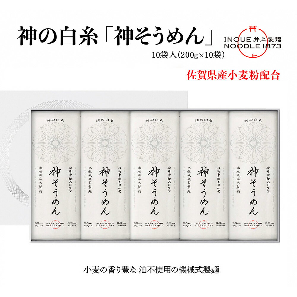 【ふるさと納税】神の白糸「神そうめん」10袋入【神埼総めん 神埼そうめん 素麺 SDGs 佐賀県産 夏 ギフト お中元 贈り物 乾麺 保存食 井上製麺】(H057134)