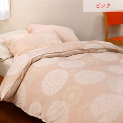 ふるさと納税 亀岡市 京都金桝の掛けふとんカバー シングル 綿100%   ロングセラー レース柄　クロッシェ　ピンク |  | 01