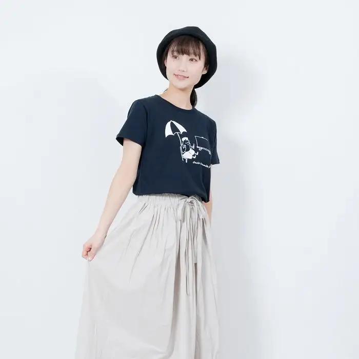《0》【KEYMEMORY鎌倉】GrenouilleイラストTシャツ NAVY
