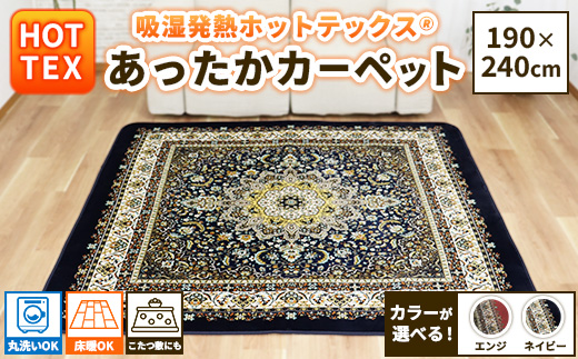 吸湿発熱ホットテックス? あったかカーペット 長方形 190×240cm 1枚 A-34922R