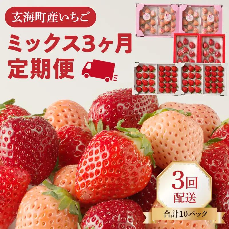 【3回定期便】玄海町産いちご ミックス定期便DX ／ さがほのか 淡雪 真紅の美鈴 フルーツ【Z055】