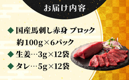 【フジチク】国産 馬刺し 赤身 約100g×6個（計約600g）タレ付き 馬 馬肉 肉 熊本県 【亀井通産 株式会社】[AYBQ047]