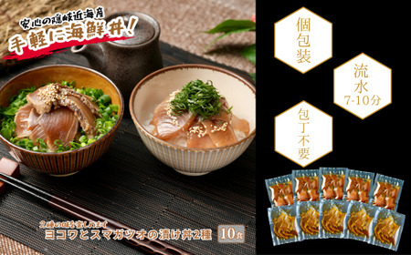 【マグロとカツオの漬け 2種各5食】 マグロ カツオ 漬け丼 海鮮丼 小分けパック お茶碗1杯分 薄切り 簡単調理 漬け 丼 CAS凍結