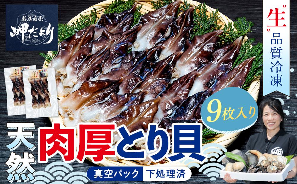
            【サイズ パック数 選べる】天然 肉厚 とり貝 お刺身 9枚入 セット 下処理済 中~特大 冷凍 刺身 魚介 貝 セット 海鮮 天然 ふるさと納税貝 簡単 おかず 新鮮 カイ 魚介類 魚貝類 トリ貝 ご飯のお供 肴 つまみ ふるさと納税かい 贈答 プレゼント ギフト おつまみ 贈答用 高級 トリガイ 晩酌 さしみ 魚貝 海産物 刺し身 炙り 貝 岬だより 人気 おすすめ 愛知県 南知多町
          