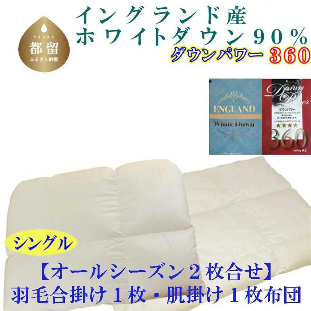 シングル 掛け布団 合 肌 羽毛 2枚組 イングランド産ホワイトダウン90％ CK393