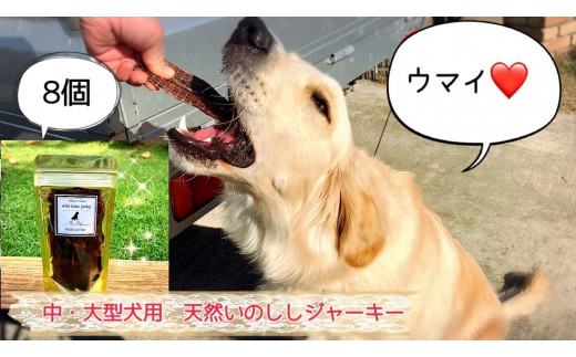 
FB090　中～大型犬向け☆天然いのししスモークジャーキー8個
