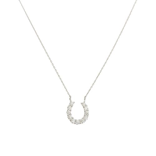 甲府プラチナ製 ハート＆キューピッドダイヤモンド 0.3ct 馬蹄 ペンダントネックレス 【1455909】