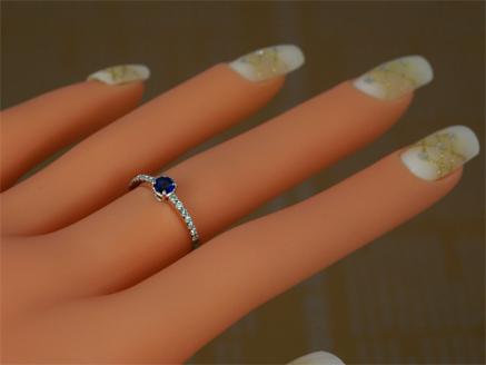 サファイヤ リング 0.35ct K18WG K18YG （13395）