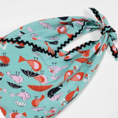 ふるさと納税 与謝野町 一色ちりめんあずま袋　コトリ(グリーン) |  | 02