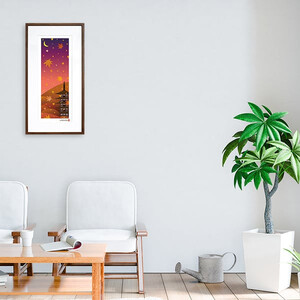 【絵画】 和紙アート 「京の秋(東寺と紅葉)」 額装サイズ 300mmx600mm 阿波紙 【 ピエゾグラフ 和紙 額入り 額縁付 アート インテリア 現代版画 絵画 版画 贈り物 贈答 プレゼント 