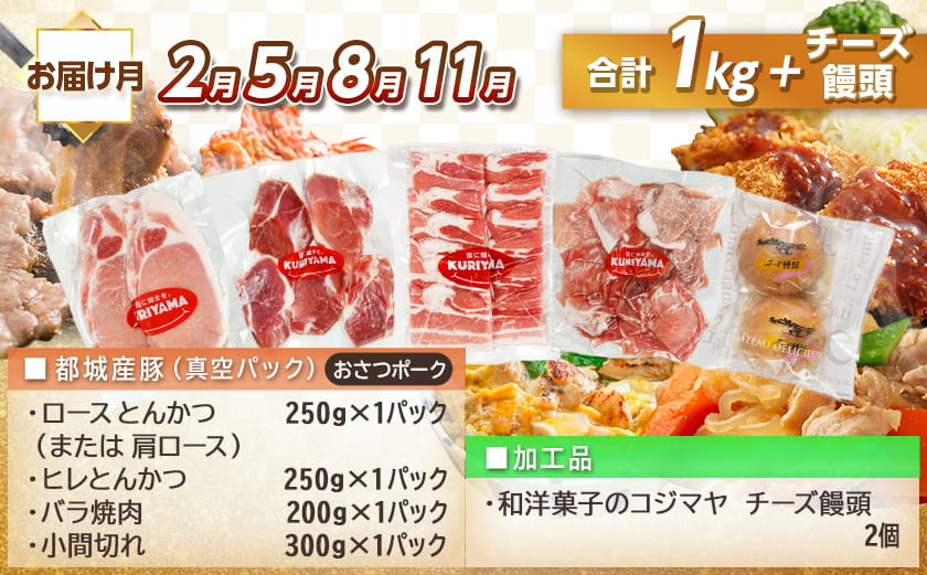 全部真空パック!5回お届け!「おさつポーク」と加工品定期便_TAA5-1404