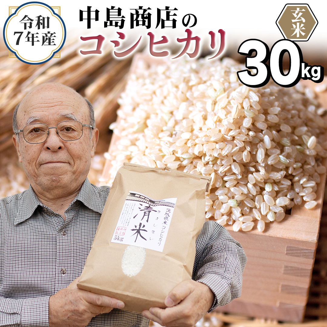 ＜ 新米 ＞ 令和7年産 茨城県産 玄米 コシヒカリ 30kg（30kg×1袋） 清米 キヨシマイ こしひかり 米 コメ こめ 単一米 限定 茨城県産 国産 美味しい お米 おこめ おコメ [EH31-NT]