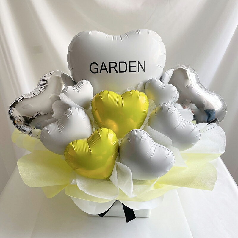 【ふるさと納税】イエロー＆ホワイトハートバルーンアレンジメント インテリア
