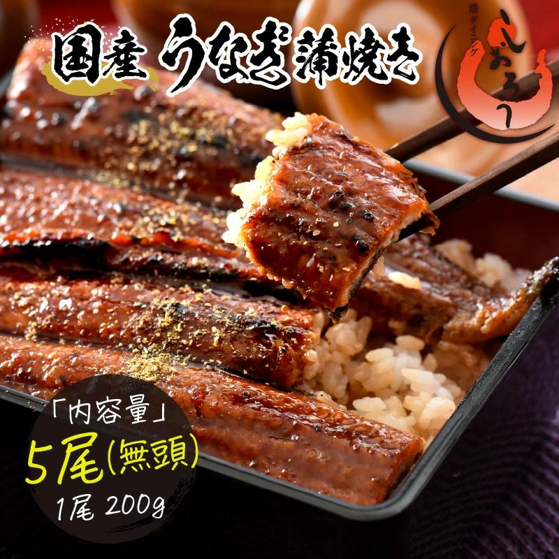 うなぎ 蒲焼き 無頭 国産 約200g × 5尾 [053-c003]【敦賀市ふるさと納税】