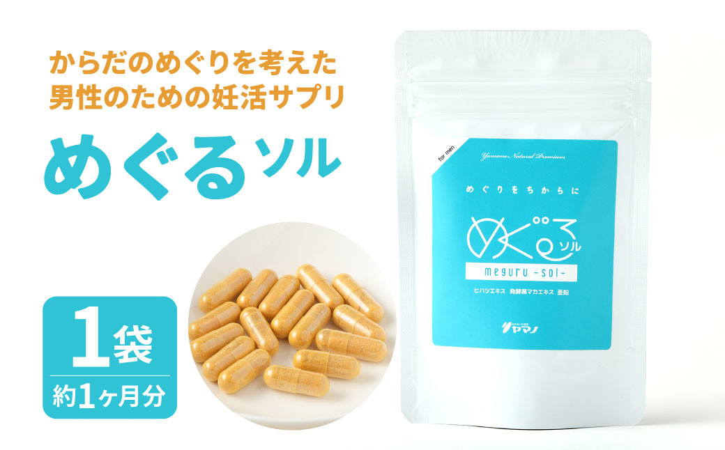 
からだのめぐりを考えた男性のための妊活サプリ めぐるーソルー 1袋 (約1ヶ月分)
