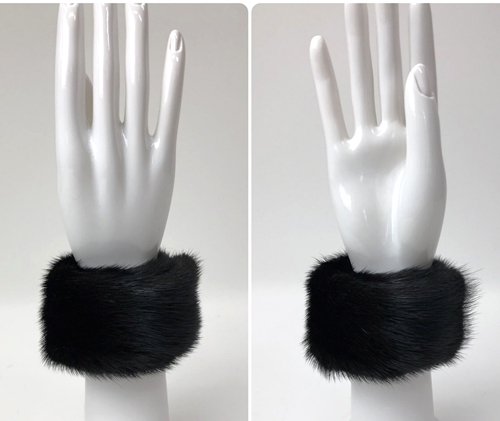 ファーカフス アームウォーマー ブラックミンク ナチュラル／西本毛皮商店 豪華 毛皮 リアルファー 綺麗目 上品 お洒落 ファッション