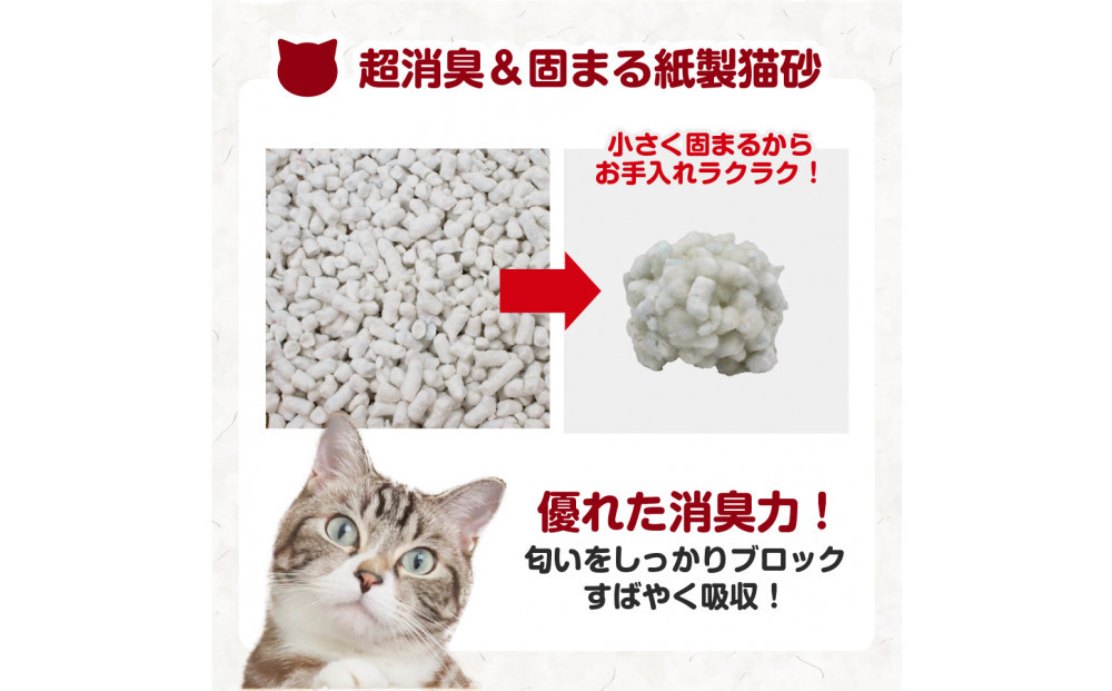 【12回コース】極 　超消臭＆固まる＆トイレに流せる　紙製猫砂6L（6L×1袋）紙の猫砂【定期便】