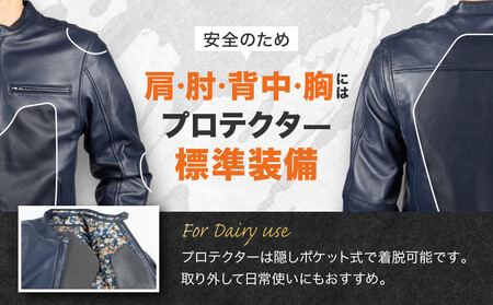 【デグナー】クラシック×花山コラボジャケット 21SJ-14K ネイビー 鉄流水雪輪＜XLサイズ＞(バイク バイクギア バイク用品 バイクグッズ)［ 京都 バイクギア ブランド レザー ジャケット 人