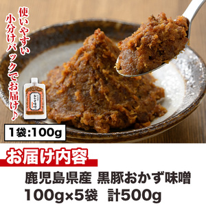 No.1146 鹿児島県産！黒豚おかず味噌(計500g・100g×5パック) 国産 九州産 鹿児島県産 肉 お肉 豚 黒豚 豚肉 コメカミ肉 味噌 豚みそ 黒豚みそ 豚味噌 弁当 おかず 小分け【コワ