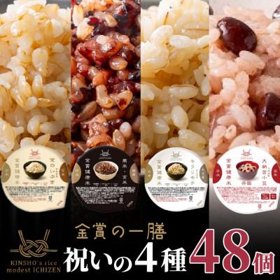 ふるさと納税 松原市 ご飯パック 金賞健康米 祝いの4種セット(玄米・雑穀) 48個