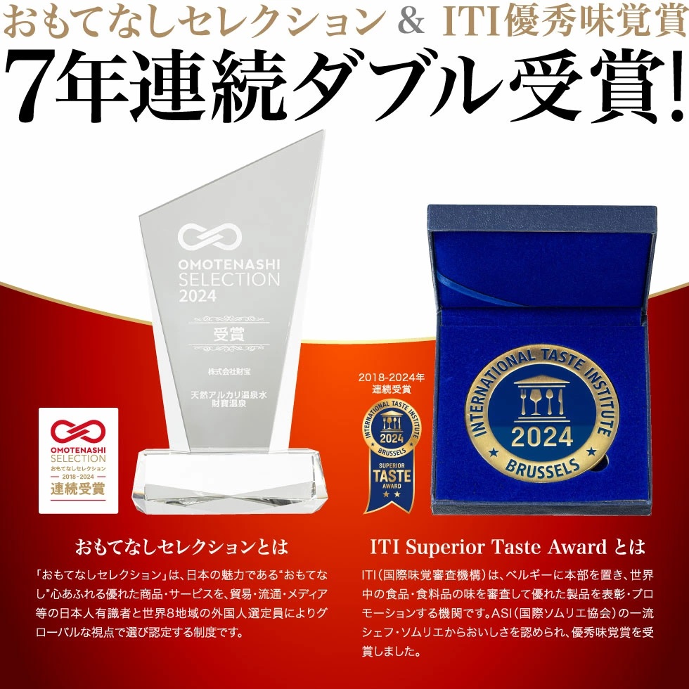 D4-2264／【6回定期】天然アルカリ温泉水 財寶温泉 20L×1箱
