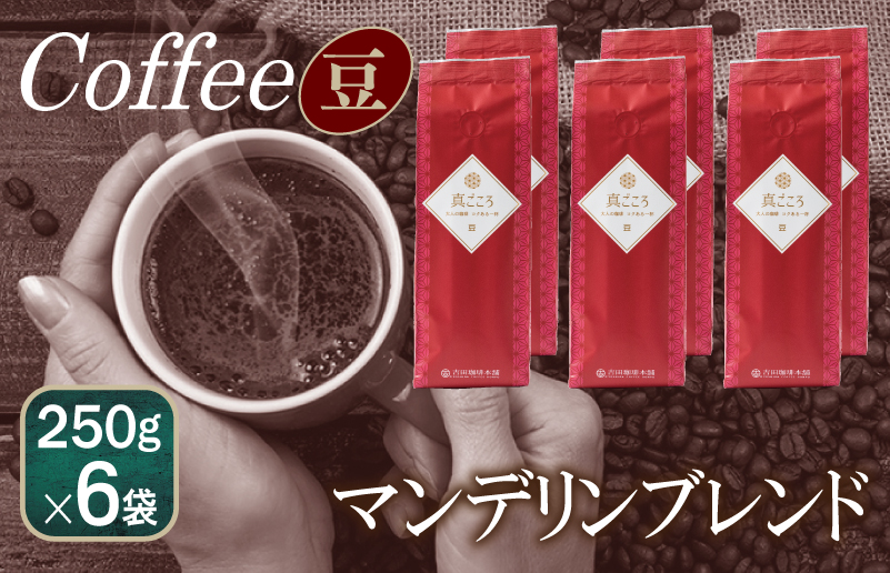 099H1860 真ごころブレンド    250g×6袋／豆 【珈琲 こーひー コーヒー 自家焙煎 オリジナル ギフト キャンプ アウトドア 家計応援】