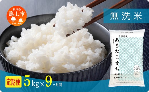 《新米先行予約》【毎月届く】令和8年産 秋田県産あきたこまち 無洗米 定期便9回 5kg×9回 計45kg 秋田のこまち農場 潟上