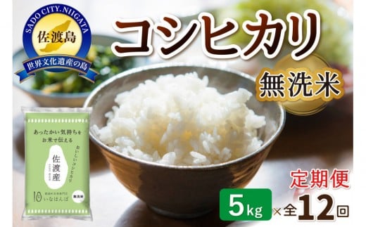 【12ヶ月連続お届け】無洗米佐渡産コシヒカリ（5kg）