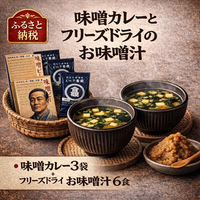 【ふるさと納税】長期熟成味噌を使った 味噌カレー 3箱 フリーズドライのお味噌汁 6個 セット | むろや醤油 インスタント 簡単 惣菜 おかず 味噌汁 カレー レトルト 大分県 中津市