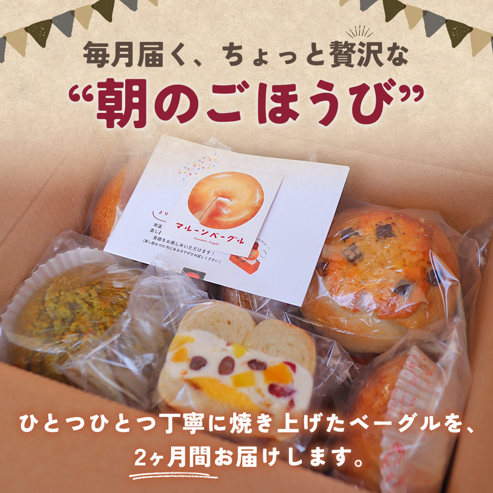 ＜季節のいろいろベーグルセット（おまかせ 8～10個）【2ヶ月定期便】＞ 国産小麦 自家製酵母 マルーンベーグル 愛媛県 西予市