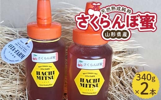 山形県産天然熟成純粋はちみつ さくらんぼ蜜340g×2本 F2Y-4462