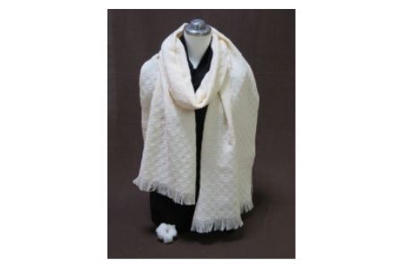 【マフラー(大) 白】 綿畑からそのまま肌に安全・年中使えて洗えるマフラー