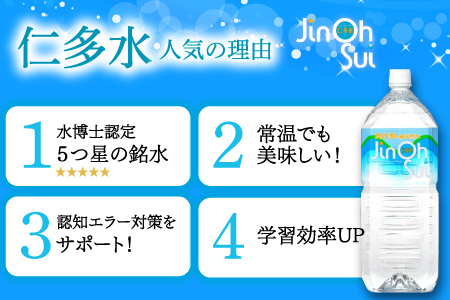 奥出雲の純天然水 仁多水定期便（２L×12本）10回【仁多水 水 ミネラルウォーター ２L×12本 10回 定期便 飲料水 飲み物 備蓄水 防災 キャンプ アウトドア 軟水 非加熱 非常用】
