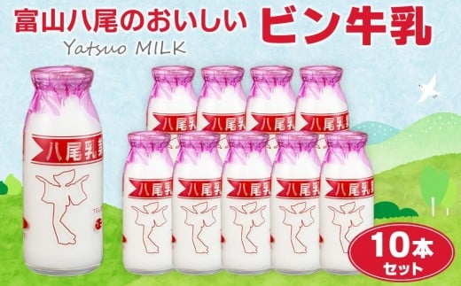 Yatsuo MILK  牛乳 10本セット 富山八尾のおいしい ビン牛乳 | 富山市 新鮮 牧場 高品質 朝食用 ホームデリバリー 家族向け ナチュラル プレミアム 自然派 地元産 特産品 お取り寄せ 人気 おすすめ 送料無料