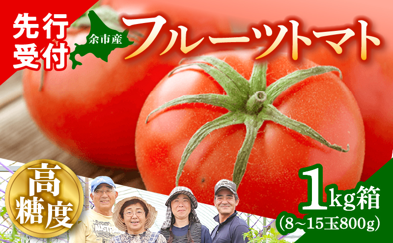 フルーツトマト 1kg箱（8～15玉 800g）高糖度　余市の太陽が育んだ 北海道 余市町産 ファームフジタ 生鮮食品 野菜 果物 水制限 こだわり 栽培 甘味 酸味 濃厚_Y015-0005